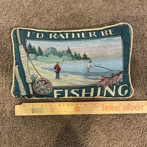 “I’d Rather Be Fishing” Throw Pillow